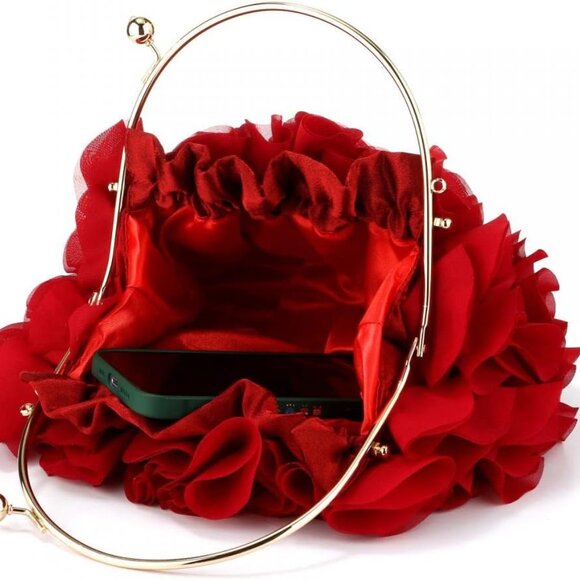 Women’s Polyester Clutch Purse with Detachable Chain Small Crossbody Bag for Par - Picture 4 of 9